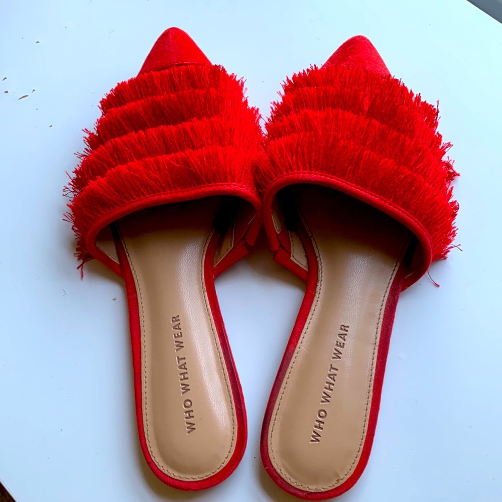 Who what wear party red mules with fringe!
